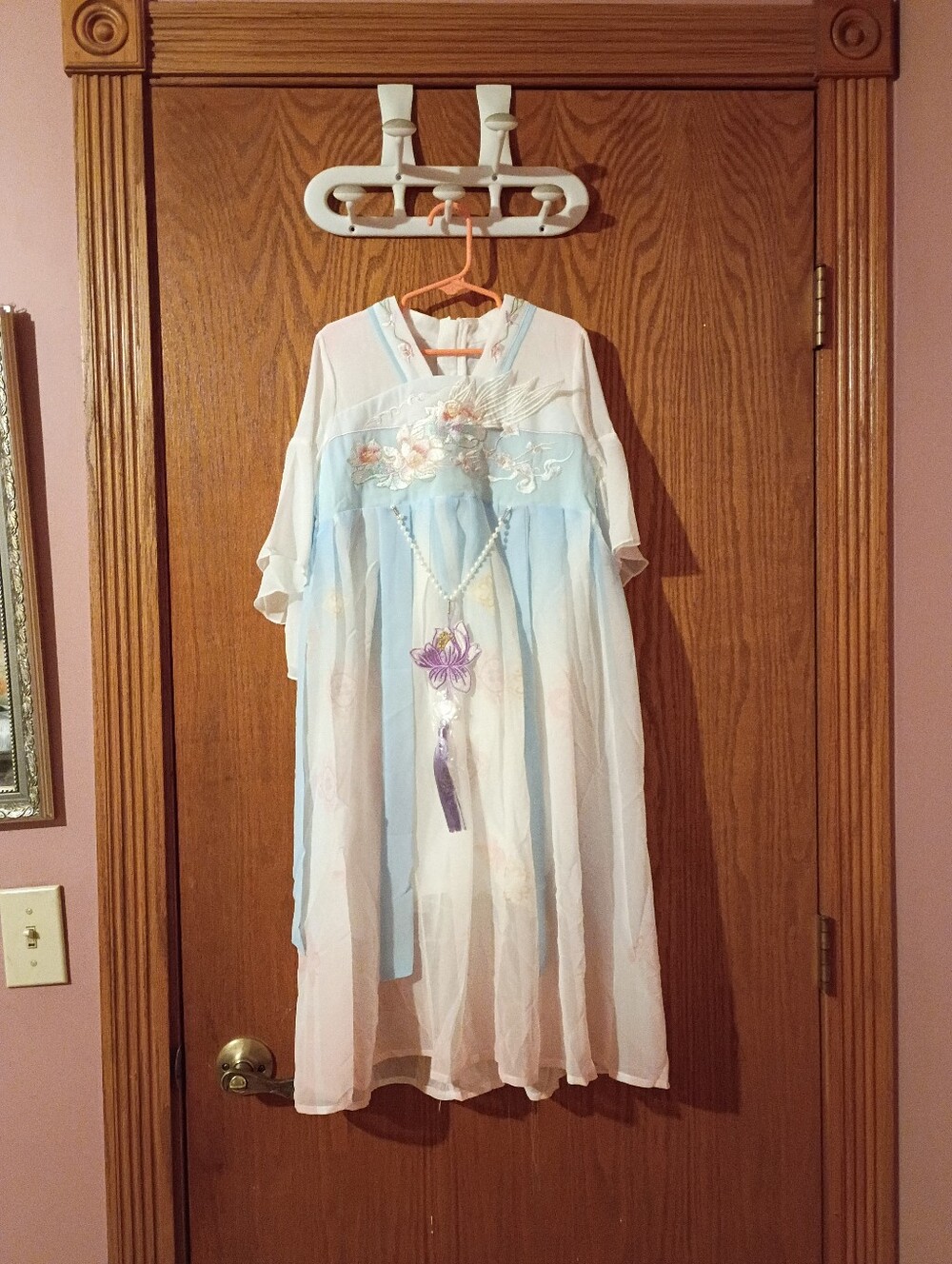 Girls Light Blue and White Floral Chiffon Dress